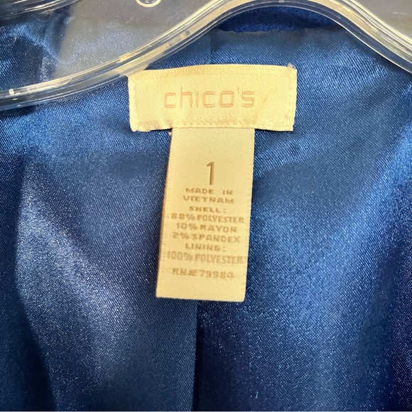 Beautiful Chico’s Bright Blue Jacket/Blazer, Size 1 - Picture 6 of 6